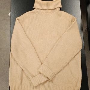 JCrew Cotton/Wool Turtleneck Sweater, Beige, Large